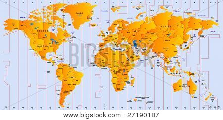 표준 시간대 지도-벡터 컬러 일러스트 레이 션