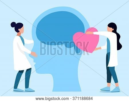 Mental Health ,brain Development  Medical Treatment Concept, Doctors  Work Together To Set Up Heart 