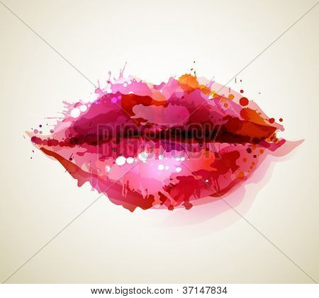 Beautiful womanÃÂ¢Ã?Ã?s lips formed by abstract blots