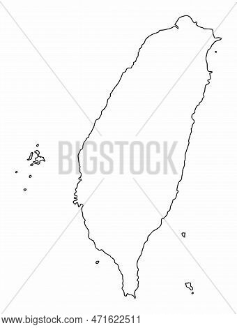 Taiwan Outline Map Isolated On White Background