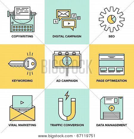 Digital Marketing And Seo Optimization Flat Icons