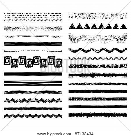 Vector Set Of Seamless Brush Strokes Or Dividers.