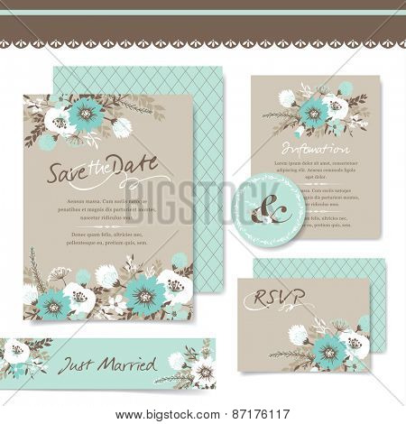 Set of wedding invitation card