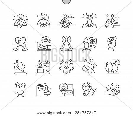 Meditation And Spiritual Practices Well-crafted Pixel Perfect Vector Thin Line Icons 30 2x Grid For 