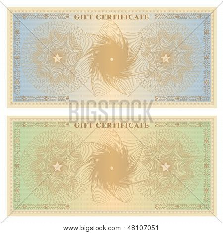 Gift certificate (voucher / coupon) template (banknote, money, currency, cheque, check)