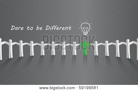 Symbol of uniqueness, ideas, different thinking, standing out of the crowd