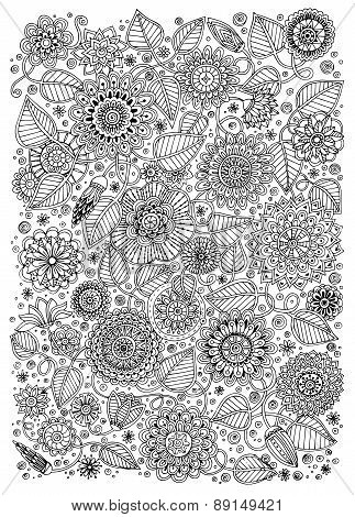 Black and white pattern for adults or kids coloring book .