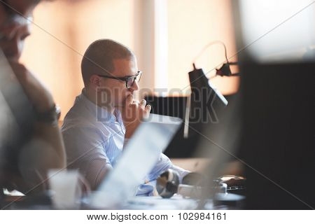 startup business, software developer working on computer at modern office