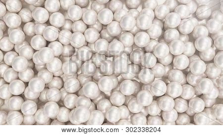 Pile Of Pearls. Background Of The Plurality Of Beautiful Pearls. Gems, Womens Jewelry, Nacre Beads. 