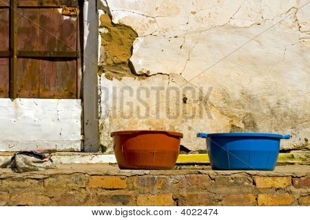 Two Tubs On Old Porch