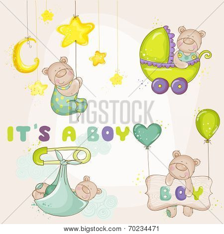 Baby Bea rSet - for Baby Shower or Baby Arrival Cards - in vector