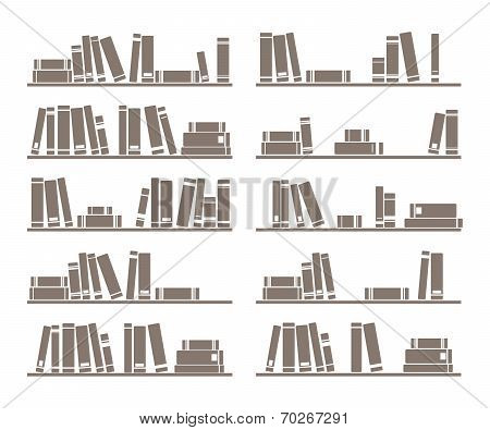 Books on shelf vector illustration isolated on white background