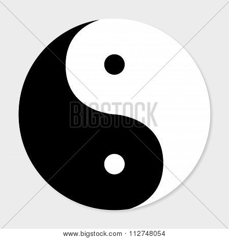 Icon Of Good And Evil Yin Yang With Shadow