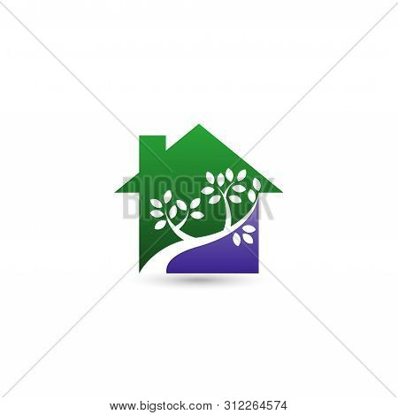 Green House Logo, Tree House Logo,house Logo, Green House Icon, Green House Icon Vector Isolated On 