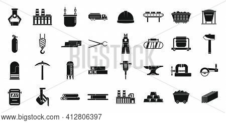 Metallurgy Tools Icons Set. Simple Set Of Metallurgy Tools Vector Icons For Web Design On White Back