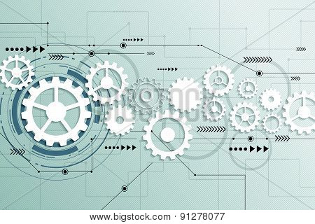 Vector Abstract Futuristic Gear Wheel Engineering On Circuit Board