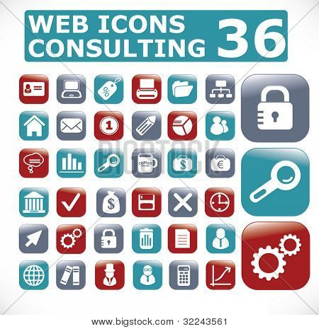 36 web iconen voor consulting, business, financiën - vector set