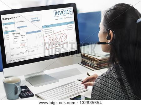 Invoice Bill Paid Payment Financial Account Concept