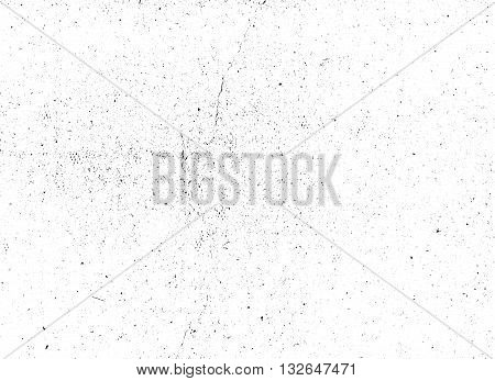 Scratched paper texture. Distressed cardboard texture. Black and white colored grunge background. Wrinkled paper texture overlay. Abstract background. Vector illustration