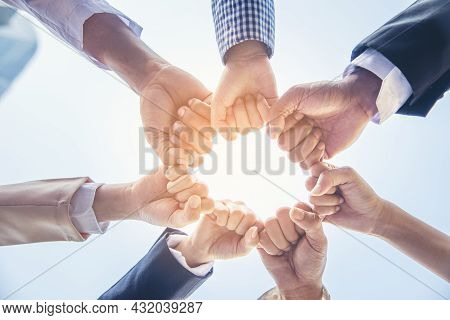 Diverse Multiethnic Partners Hands Together Teamwork Group Of Multi Racial People Meeting Join Hands