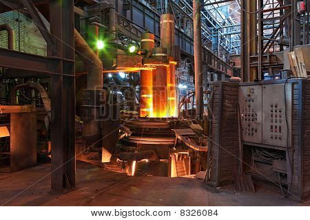 Electroarc furnace at metallurgical plant