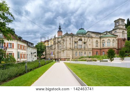 BADEN-BADEN, GERMANY - JUIY 31, 2016: Street view to Friedrichsbad Spa in Baden-Baden. 