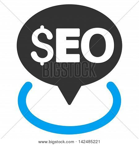 Seo Geotargeting icon. Vector style is bicolor flat iconic symbol with rounded angles, blue and gray colors, white background.