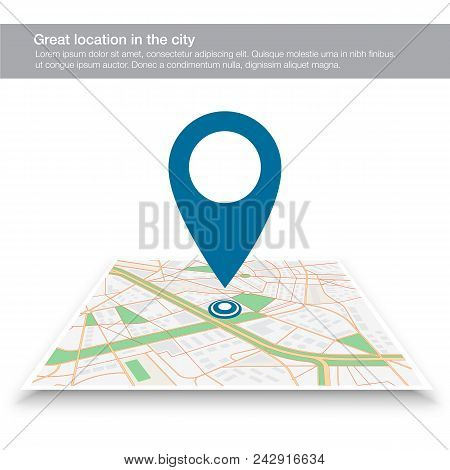 The Best Location Pin On The Map. Point On The Map, Vector Illustration. City Map With Location Pin,