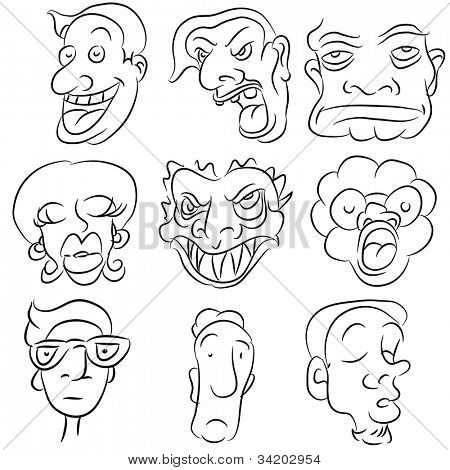 An image of a cartoon face set.