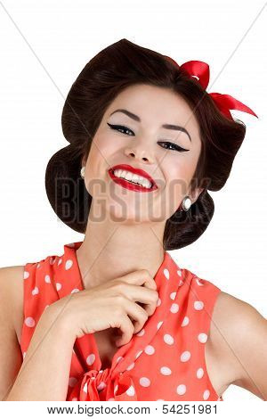 Smiling Pin Up Brunette Woman