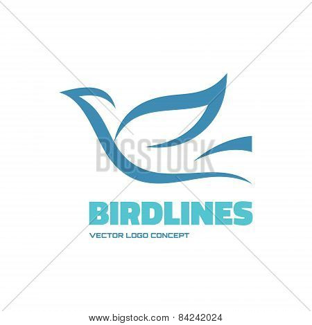 Birdlines - vector logo concept illustration. Bird logo. Dove logo. Abstract lines logo.