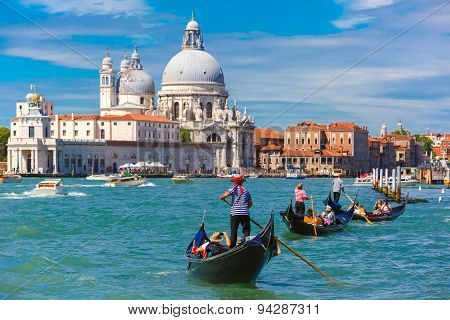 Gondolas on Canal Grande in Venice, Italy