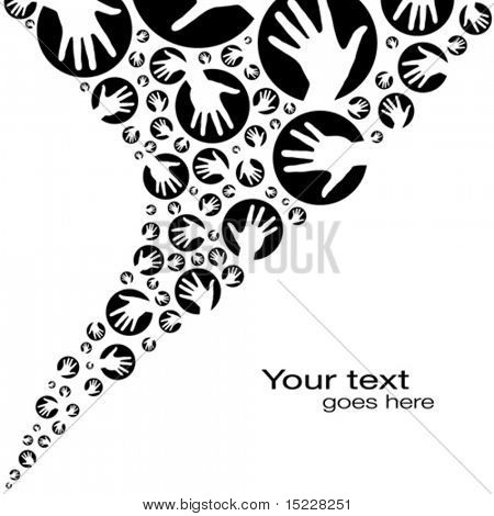 Hand circles design with copy space.