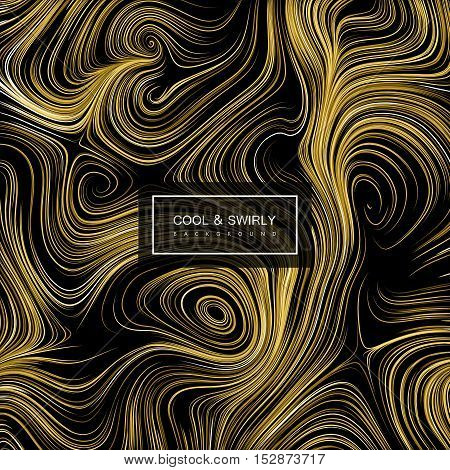 Abstract artistic curl background with swirled stripes. Vector vintage illustration. Curled vortex stripes background. Marble or acrylic texture imitation. Abstract psychedelic background