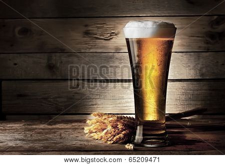 Tall Beer Glass With Beer