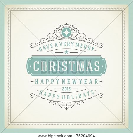 Christmas retro typography and ornament decoration. Merry Christ