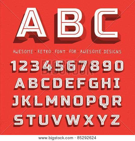 Vector Retro 3D Font with shadow