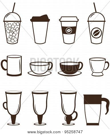 Coffee icons set. Buttons for web and apps. Vector illustration