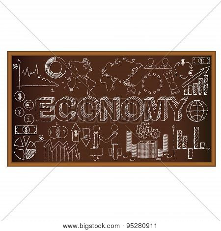 School board doodle with ecomony symbols. Vector illustration