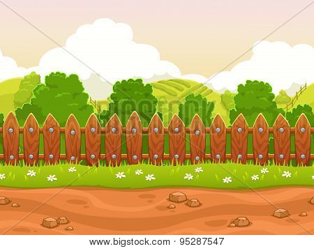 Seamless Cartoon Country Landscape