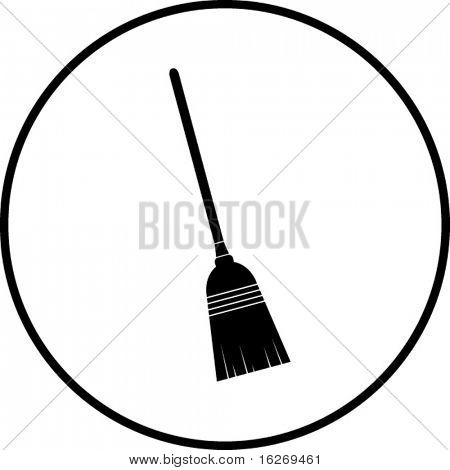 simplified illustration of a broom to be used as a sign, symbol or icon