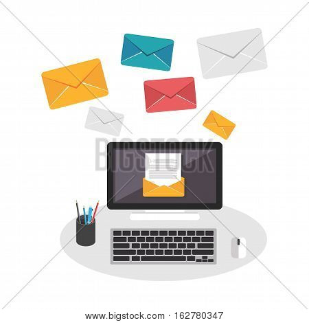 Sending and receiving email. Email marketing. Email concept.