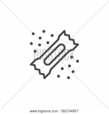 Sugar Stick Line Outline Icon Isolated On White. Paper Pouch, Sachet With Sweetener, Sucrose, Coffee