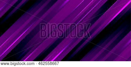 Purple Abstract Background With Diagonal Geometric Shapes And Light Lines. Purple Lines In Futuristi