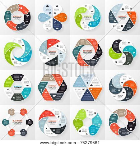 Vector circle infographics set. Template for diagram, graph, presentation and chart.