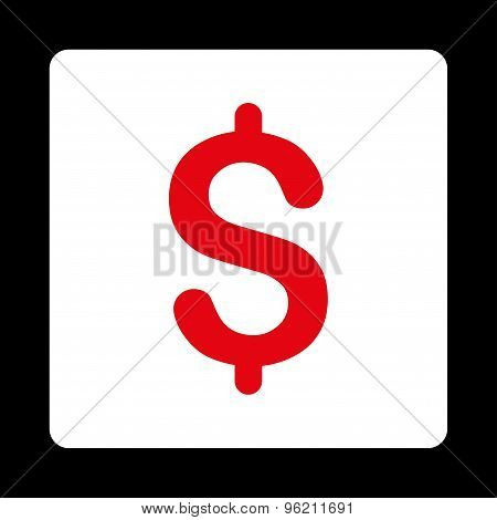 Dollar flat red and white colors rounded button