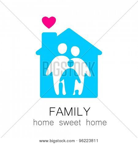 Family and home concept. Silhouette family icon and house. 