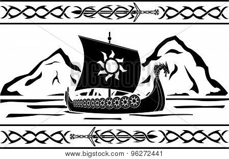 Stencil Of Viking Ship