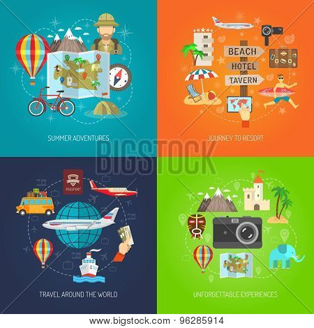 Travel Flat Decorative Icon Set