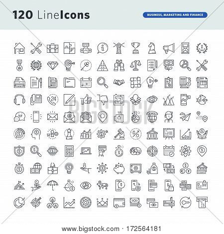 Set of premium concept icons for business, marketing and finance. Thin line vector icons for website design and development, app development, business and marketing presentation and print material.